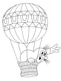 Maulwurf winkt aus dem Heißluftballon