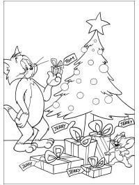 Tom und Jerry vor dem Weihnachtsbaum