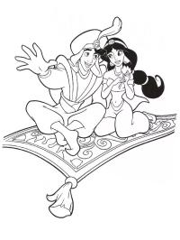 Aladdin und Jasmin auf dem fliegenden Teppich