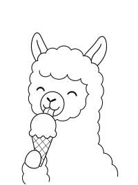 Alpaka isst ein Eis
