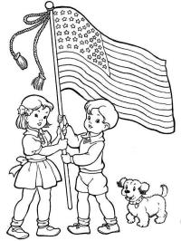 Amerikanische Flagge in der Hand von Kindern