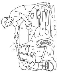 Auto waschen mit Papa