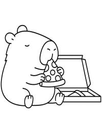 Capibara isst Pizza