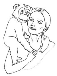 Schimpanse auf der Schulter