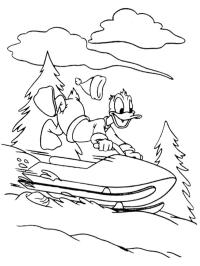 Donald Duck auf dem Skidoo