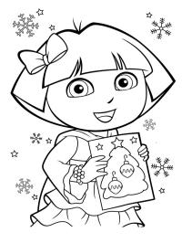 Dora mit Weihnachtskarte