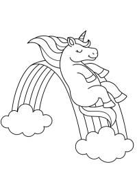 Das Einhorn gleitet über den Regenbogen