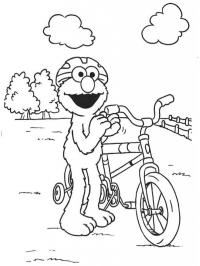 Elmo auf dem Fahrrad