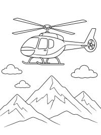 Hubschrauber über den Bergen
