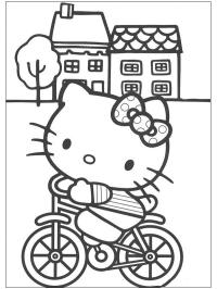 Hello Kitty auf einem Fahrrad