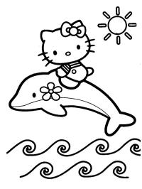 Hello Kitty reitet einen Delphin