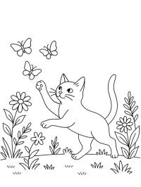 Katze jagt Schmetterlinge