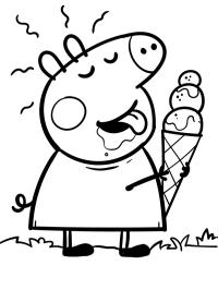 Peppa Wutz leckt an einem Eis