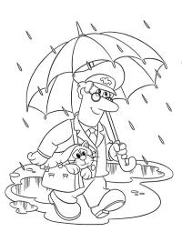 Briefträger Pat im Regen