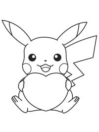 Pikachu hält ein Herz fest