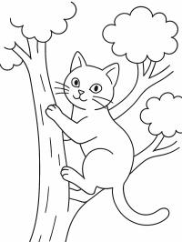 Die Katze klettert auf einen Baum
