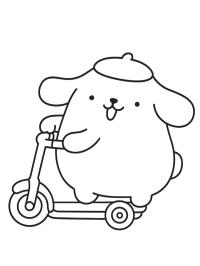Pompompurin auf dem Roller
