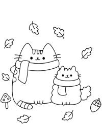 Pusheen und Stormy, die Katze im Herbst