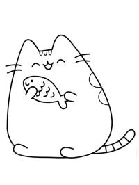 Pusheen mit Fisch