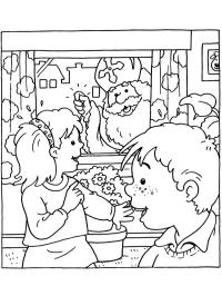 Nikolaus steht vor dem Fenster