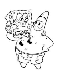 Spongebob auf den Schultern von Patrick