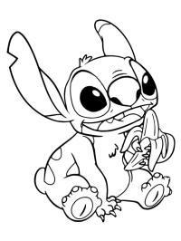 Stitch isst eine Banane