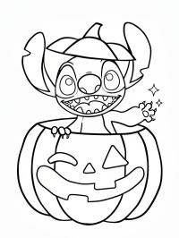 Stitch in einem Halloween-Kürbis
