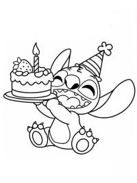 Stitch mit Kuchen