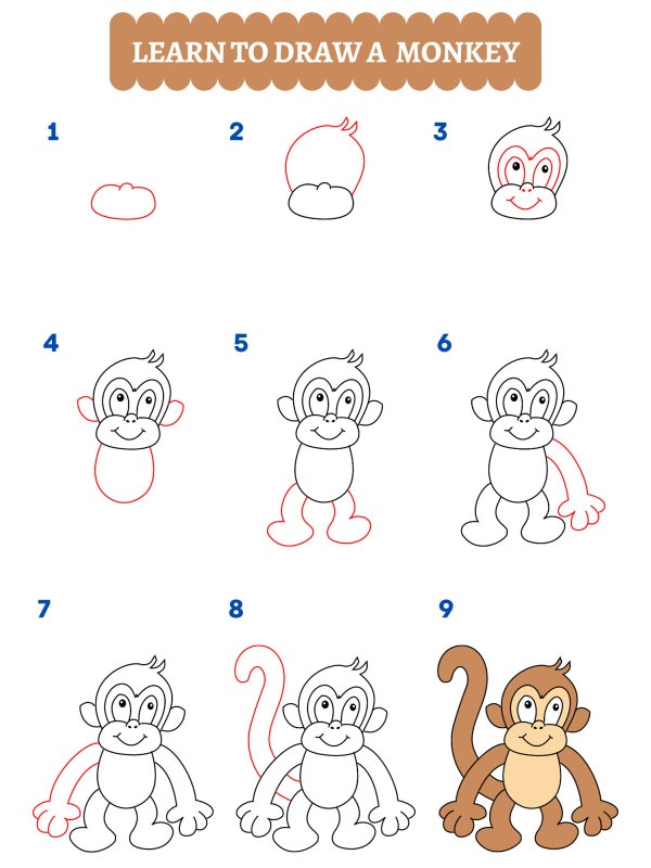 Wie zeichne ich einen Affen