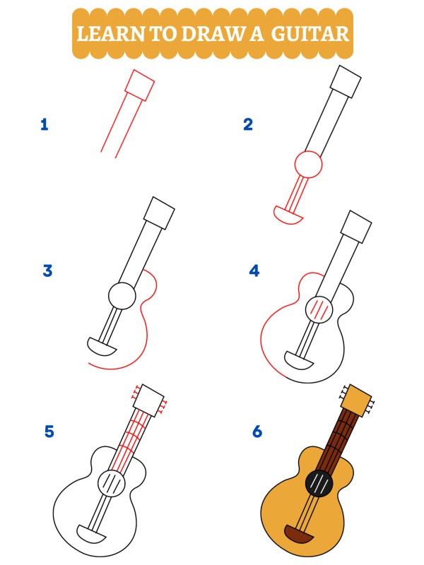 Wie zeichnet man eine Gitarre