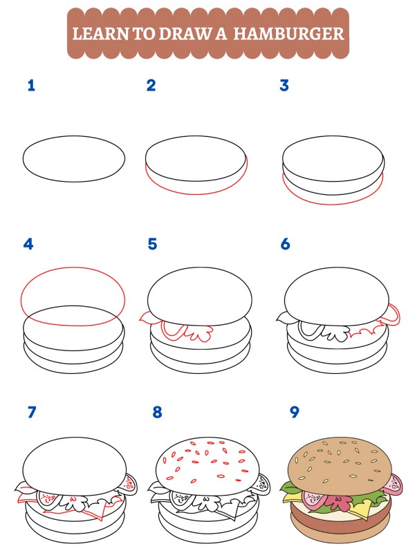 Wie zeichnet man einen Hamburger?