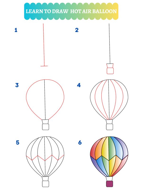 Wie zeichnest du einen Heißluftballon?