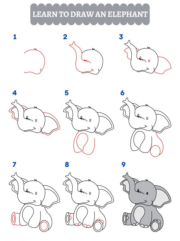 Wie zeichne ich einen Elefanten