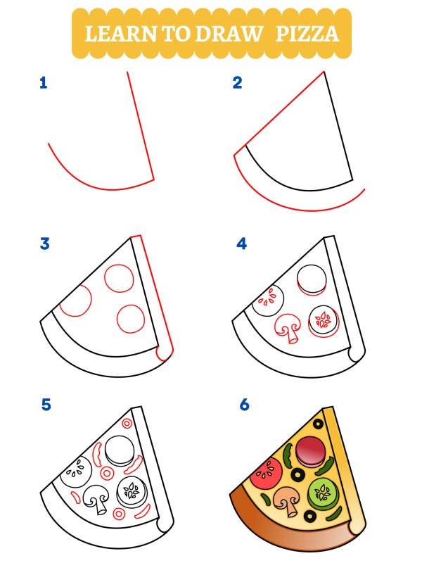 Wie zeichnet man ein Pizzastück