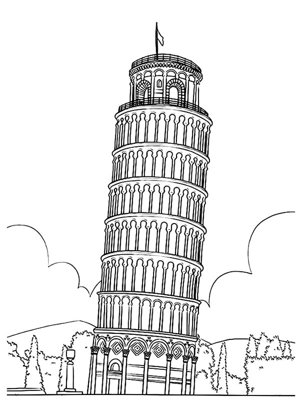 Schiefer Turm von Pisa Ausmalbild