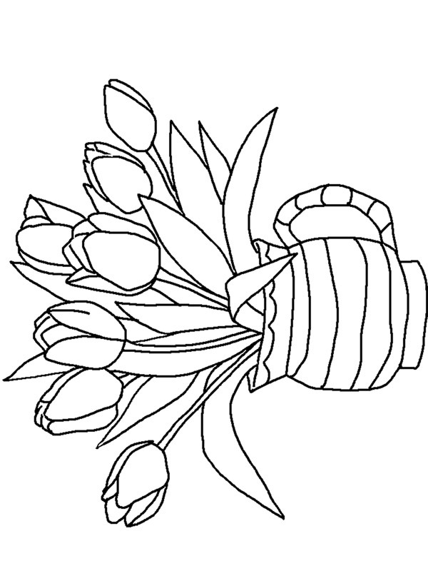 Tulpen in einer Vase Ausmalbild