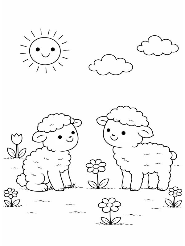 2 L&auml;mmer Ausmalbild