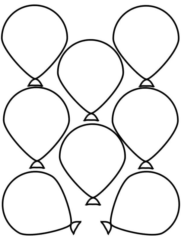 8 Luftballons Ausmalbild