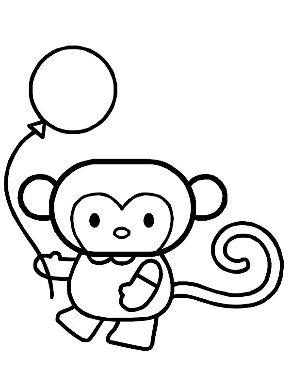 Affe mit Ballon Ausmalbild