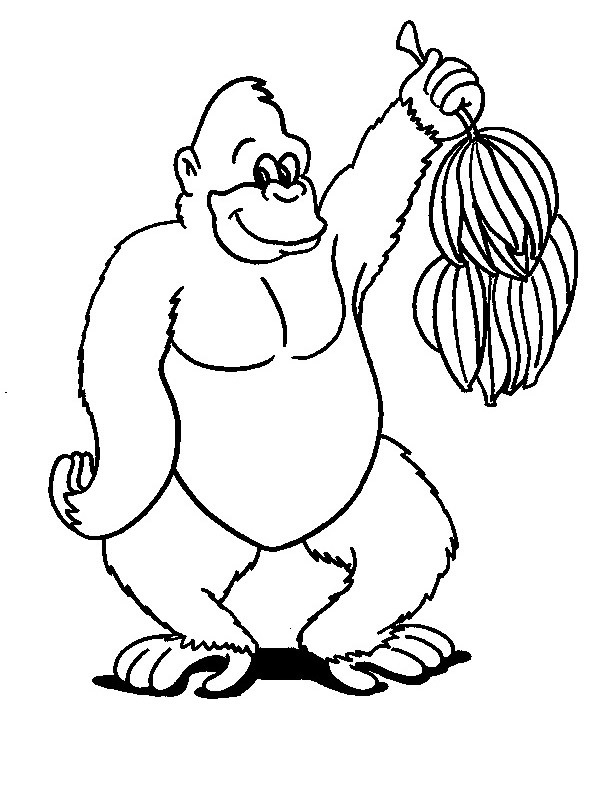Affe mit Bananen Ausmalbild