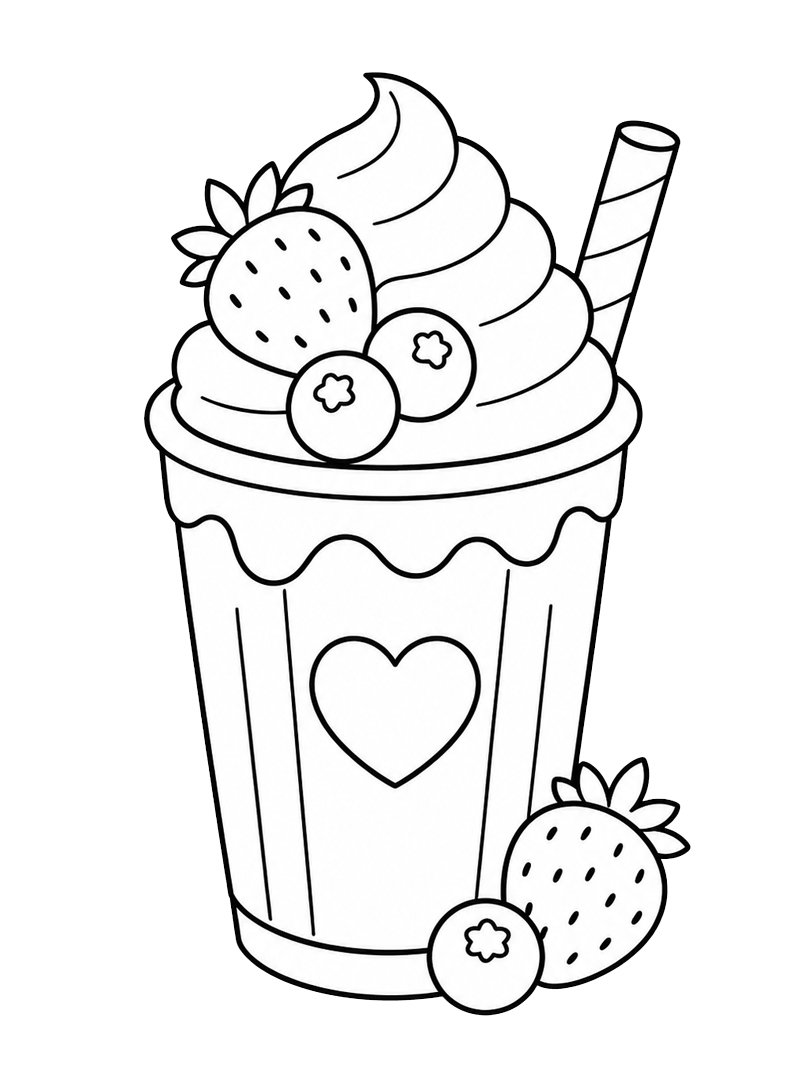 Erdbeer-Milchshake Ausmalbild Erdbeer-Milchshake Ausmalbild