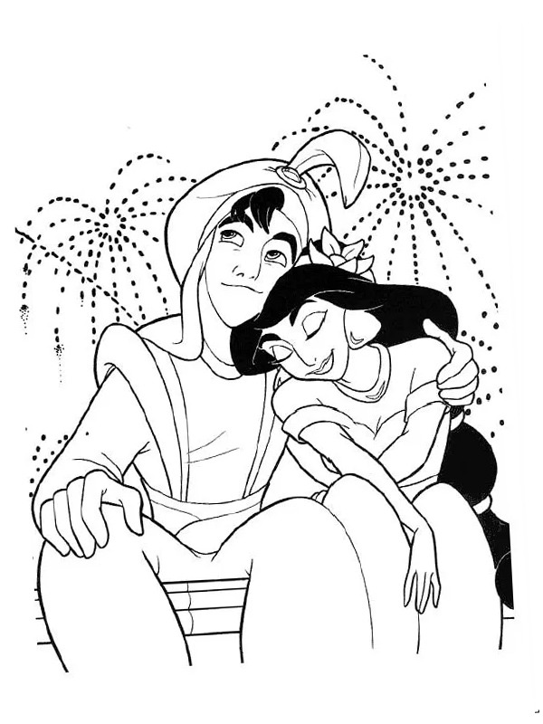 Aladdin und Jasmin Ausmalbild