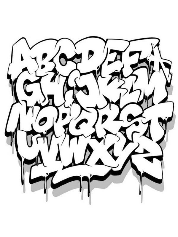 Alfabet graffiti Ausmalbild