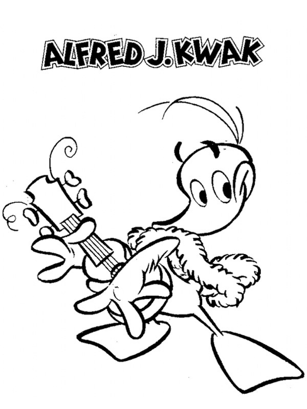 Alfred Jodocus Kwak mit Gitarre Ausmalbild