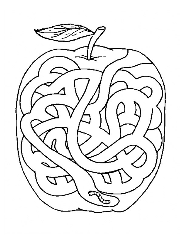 Apfel Labyrinth Ausmalbild