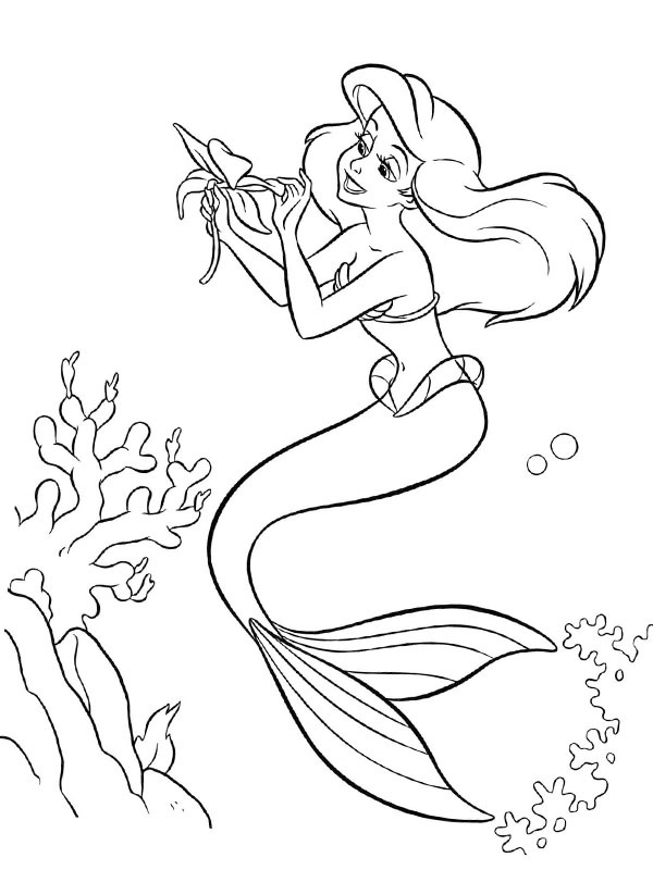 Ariel mit einer Blume Ausmalbild