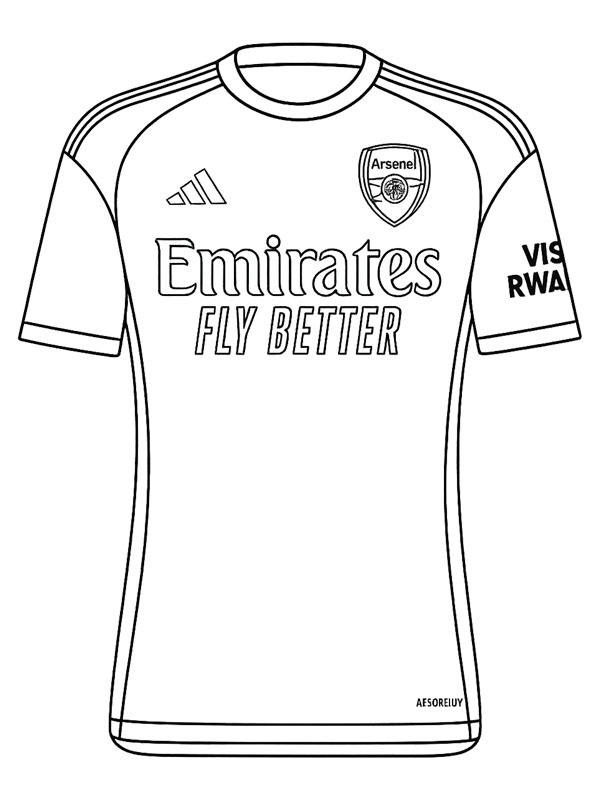 Arsenal fußballtrikot Ausmalbild Arsenal fußballtrikot Ausmalbild