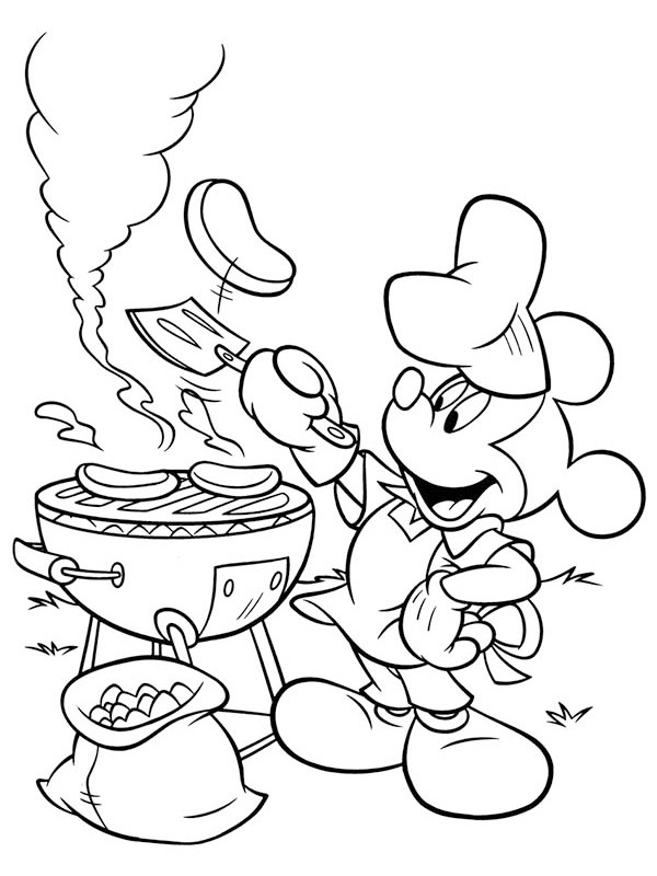 Grillen mit Micky Maus Ausmalbild