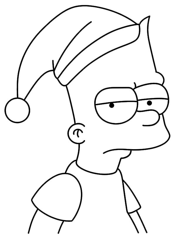 Bart Simpson mit Weihnachtsmütze Ausmalbild Bart Simpson mit Weihnachtsmütze Ausmalbild
