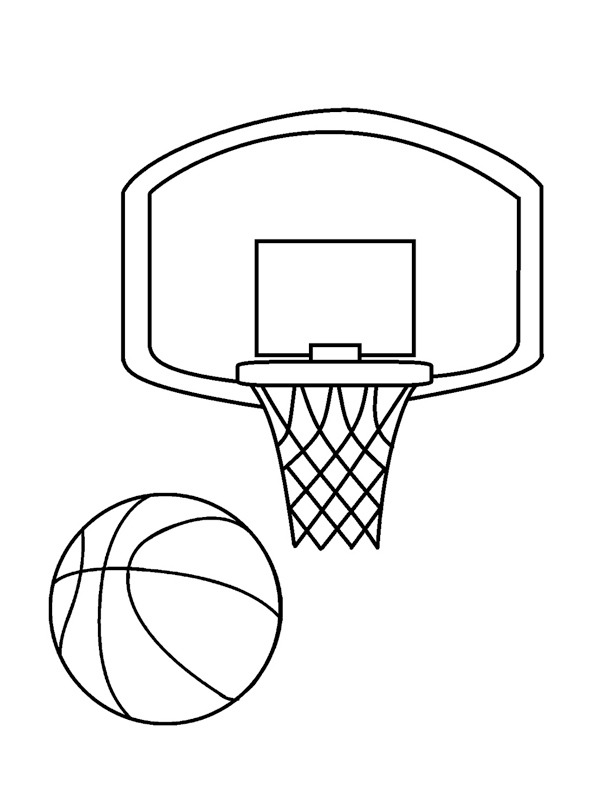 Basketballkorb mit Ball Ausmalbild